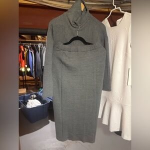Cozy Ribbed Turtleneck Midi skirt set in grey, new without tags size medium